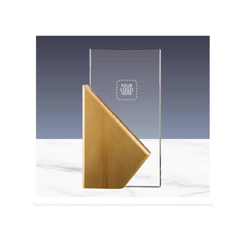 Rectangle Wooden Crystal Award With Logo